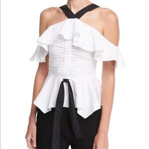 DEREK LAM 10 CROSBY
Off-the-Shoulder Halter Ruffled Top